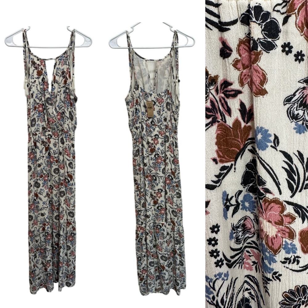 American Eagle Outfitters Floral Maxi Dress - Cream, Pink, Blue, Brown